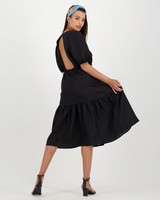 Monique Open Back Dress -  black