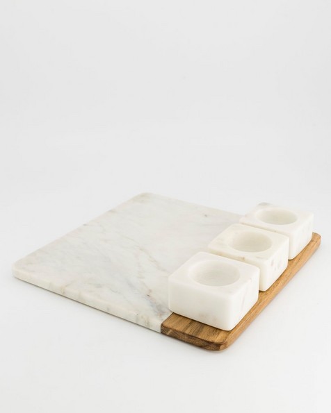 Square Board & Tapas Bowls Set -  white