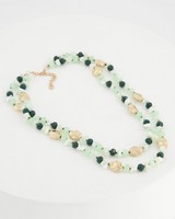 2-Strand Shell & Beaded Multi-Chain Necklace -  green