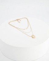 Multi-Strand Shell Disk Necklace -  gold