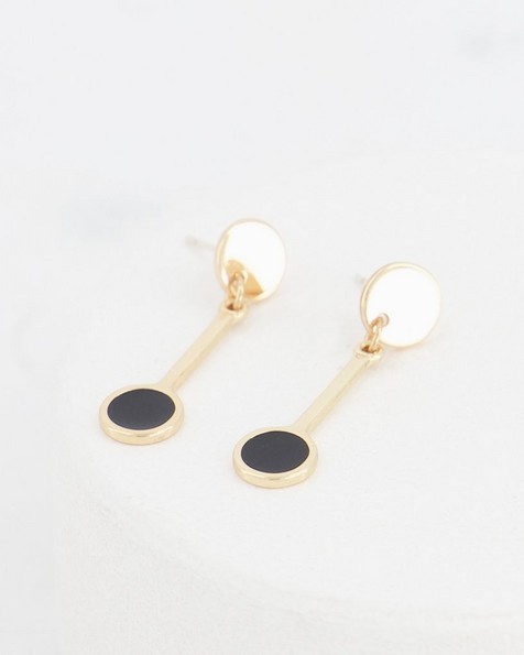 Modern Shiny Epoxy Drop Earrings -  black