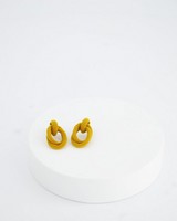 Velvet Oval Ring Drop Earrings -  yellow