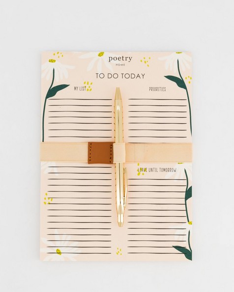 To Do Today Notepad With Gold Pen -  assorted