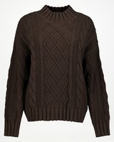 Poetry Larissa Cabled Mock Neck Jumper -  chocolate