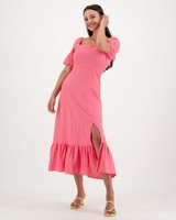 Sue Plain Dress -  coral