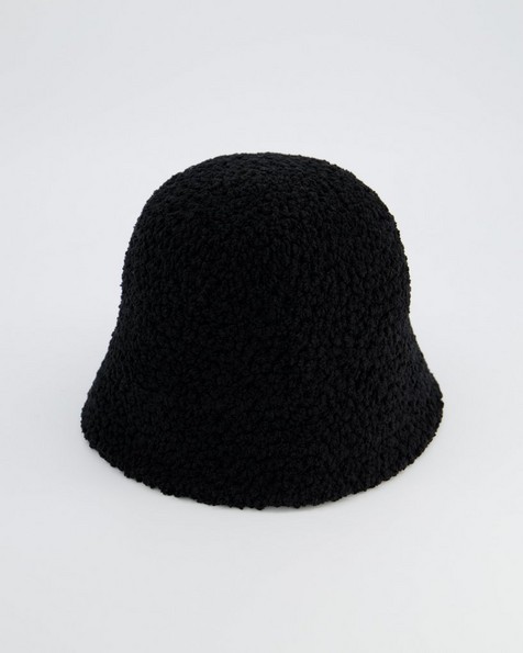 Elsa Textured Bucket Hat -  black