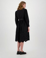 Linnea Schiffli Shirt Dress -  black