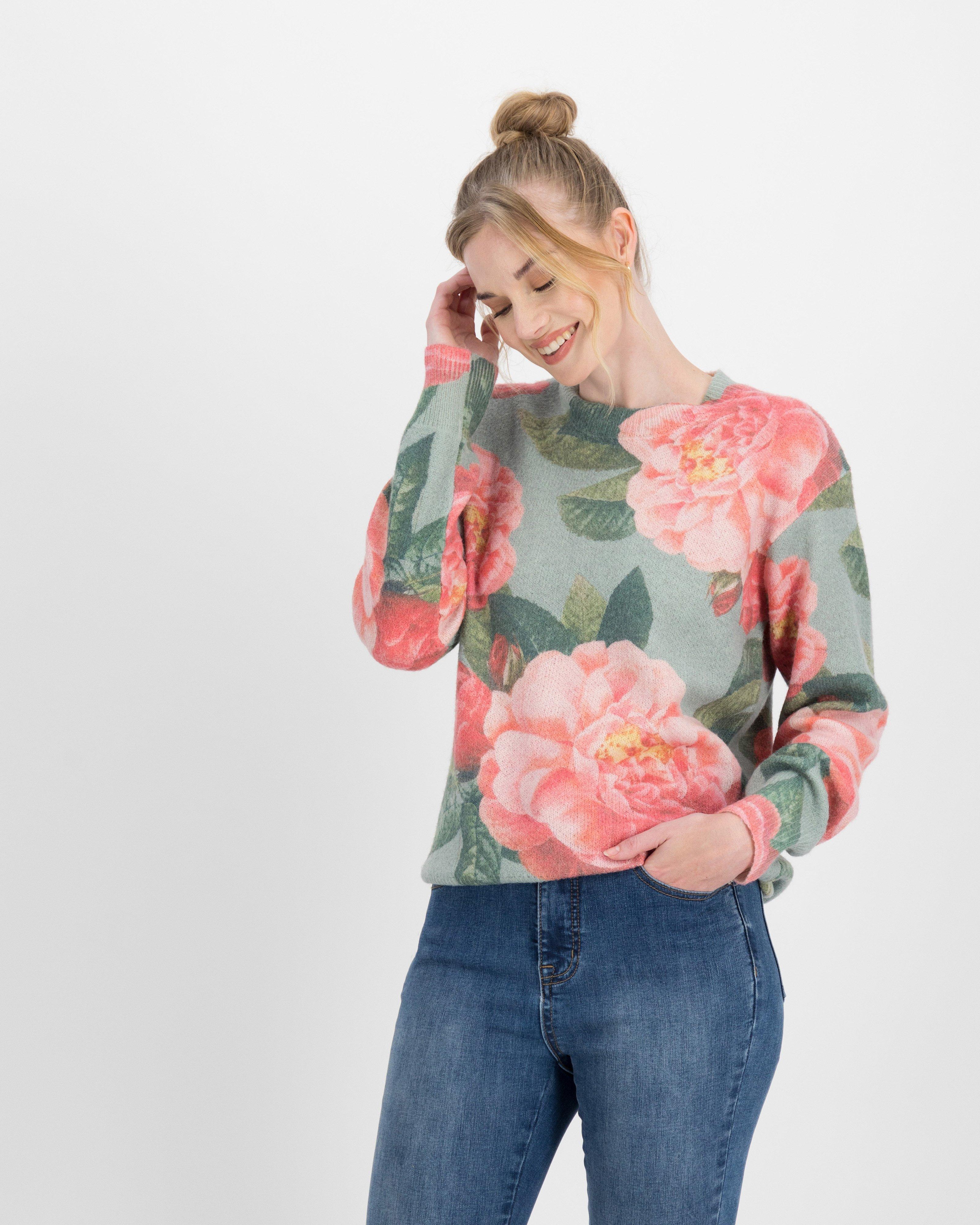 Poetry Emmy Floral Print Crewneck Knit Poetry Clothing Store