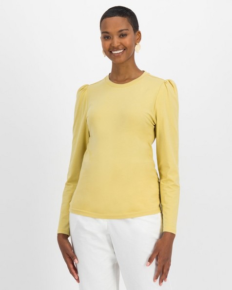 Thelma Puff Sleeve Top -  yellow