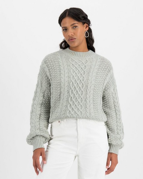 Poetry Louella Cabled Jumper -  lightgrey
