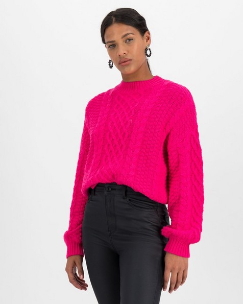 Poetry Louella Cabled Jumper -  pink