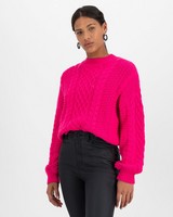 Poetry Louella Cabled Jumper -  pink