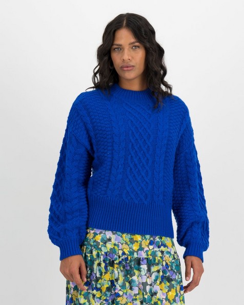 Poetry Louella Cabled Jumper -  blue