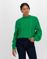 Poetry Louella Cabled Jumper -  green