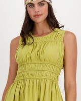 Merida Gauged Dress -  chartreuse