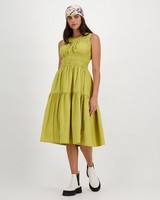 Merida Gauged Dress -  chartreuse