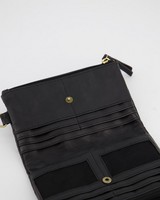 Brenna Multi-Functional Mini Crossbody Leather Bag -  black