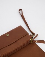 Brenna Multi-Functional Mini Crossbody Leather Bag -  tan