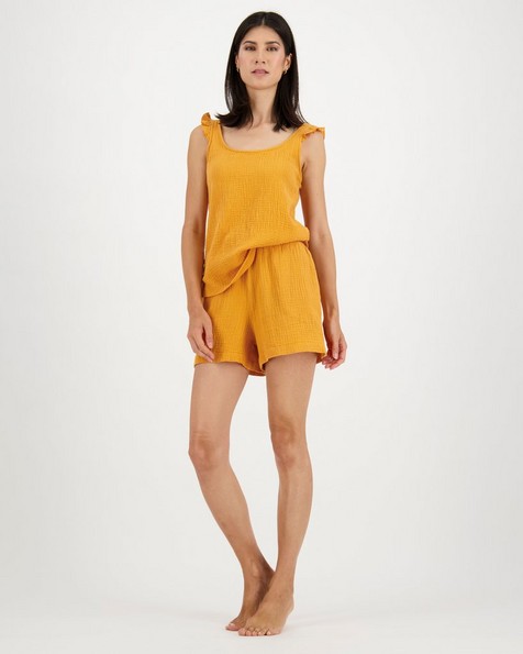 Stella Ruffle Short PJ Set -  orange