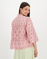 Lauryn Schiffli Jacket Kimono -  dustypink