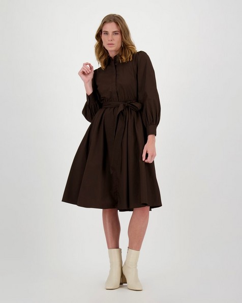 Elise Plain Dress -  brown
