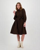 Elise Plain Dress -  brown