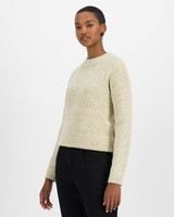 Angie Boucle Relaxed Crew Pullover -  milk