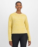 Angie Boucle Relaxed Crew Pullover -  yellow