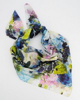 Meredith Large Floral Silk Scarf -  blue