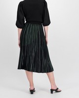 Helena Satin Pleated Skirt -  darkgreen-darkolive