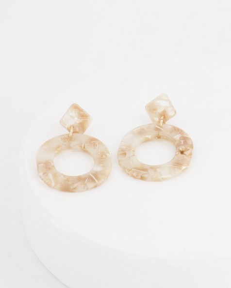 Oval Resin Drop Earrings -  stone