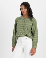 Alliana Embroidered Blouse -  olive