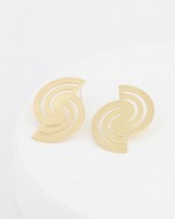 Modern Cut-Out Brushed Earrings -  gold