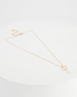 Link Circle Freshwater Pearl Pendant Necklace -  milk