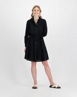 Julia Anglaise Fit and Flare Dress -  black