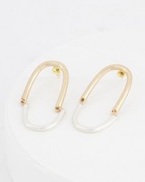 Two-Tone U-shape Mirrored Drop Earrings -  gold