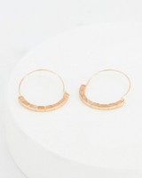 Oval Natural Stone Inset Hoop -  rose