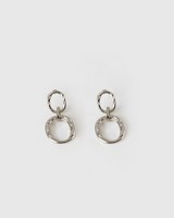 Twisted Oval Linked Drop Earrings -  silver