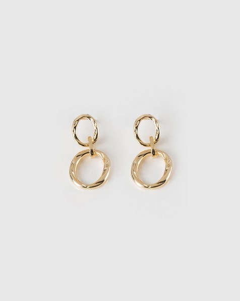 Twisted Oval Linked Drop Earrings -  gold
