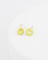 Mini Circle Resin Drop Earrings -  yellow