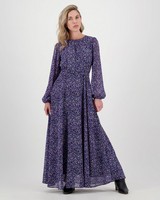 Taylor Printed Dress -  blue