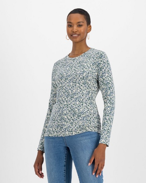 Zemira Printed Long Sleeve T-Shirt -  bottlegreen