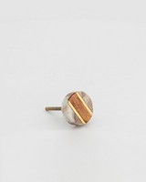 Taupe Marble, Wood & Brass Knob -  taupe