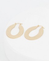 Flat Disk Oval Hoop Earrings -  gold