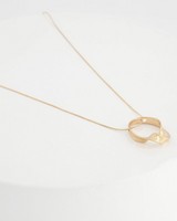 Twisted Ring Oval Pendant Necklace -  gold