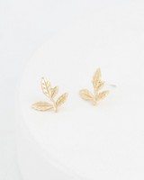 Leaf Stud Earrings -  gold