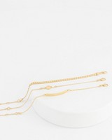 3-Pack Gold Metal Chain Bracelet Set -  gold