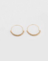 Encrusted Stone Oval Hoop Earrings -  camo