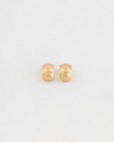 Chunky Brushed Metal Hoop Earrings -  gold