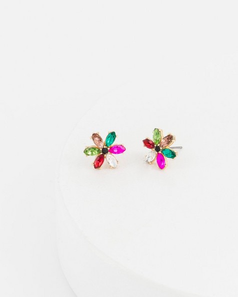 Paste Flower Stud Earrings -  assorted